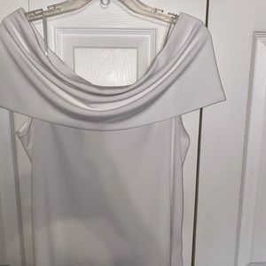 White off the shoulder draped top